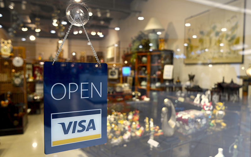 Open Visa sign - shop open sign shop window