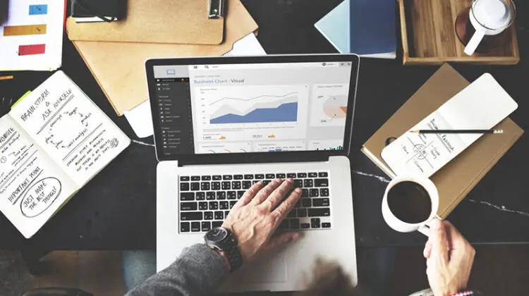 Business Chart Working Laptop Analysis Internet startup Concept