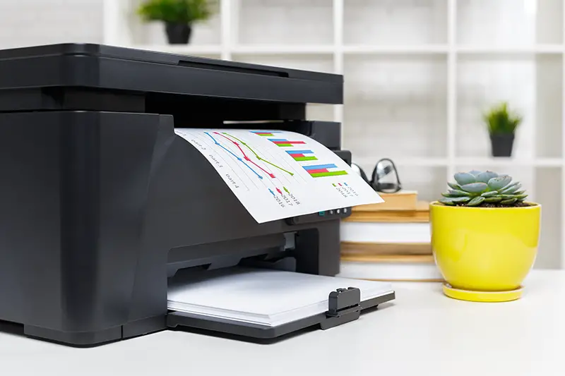 Black printer printing 