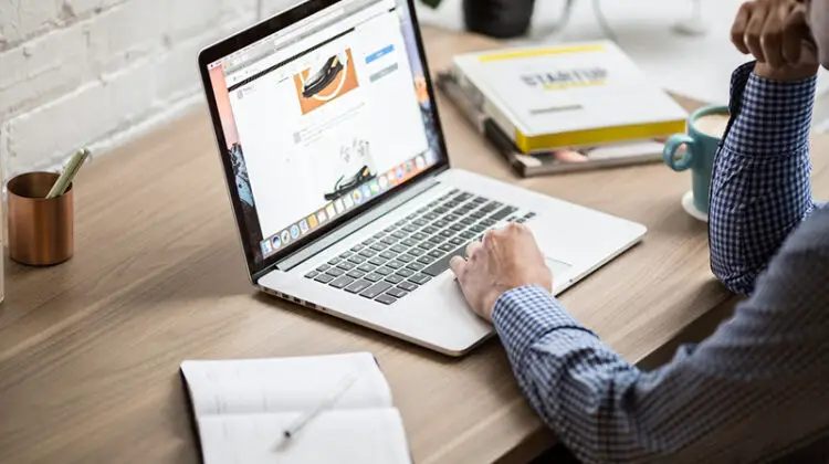 business man at work on laptop