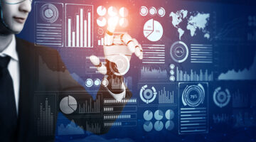 Futuristic robot artificial intelligence concept