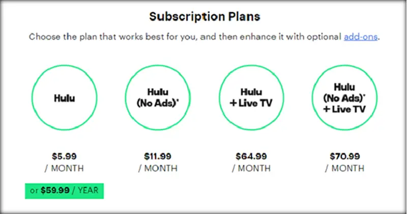 Hulu subscription plans