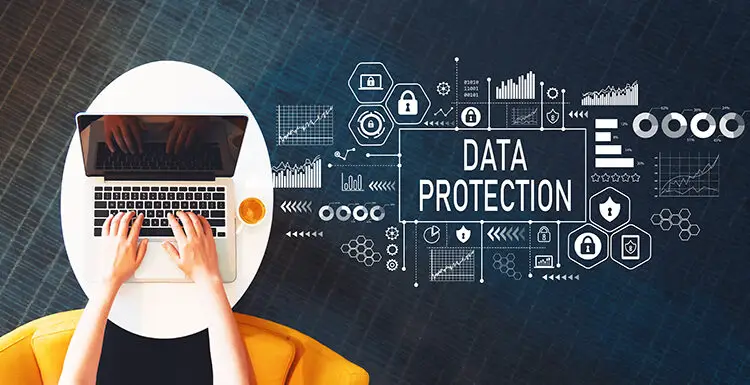 Data protection with person using a laptop