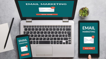 Email marketing concept on laptop