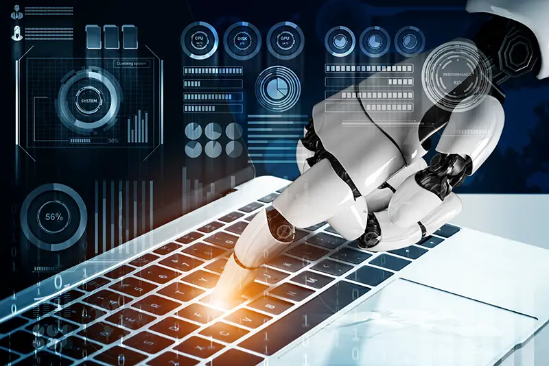 Futuristic robot artificial intelligence concept