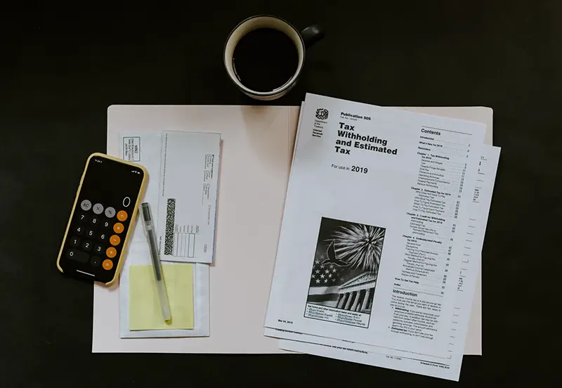 caluclator on folder an tax documents