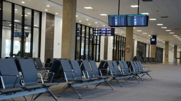 Airport bench waiting area