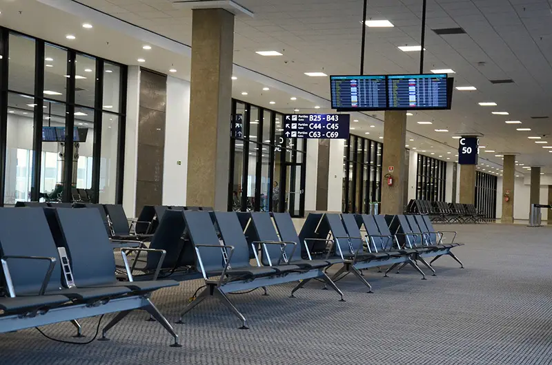 Airport bench waiting area