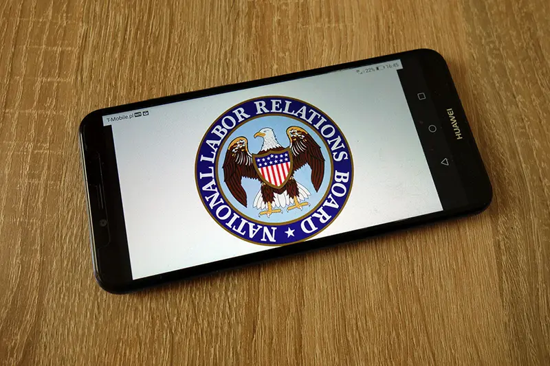 National Labor Relations Board - NLRB logo on mobile phone