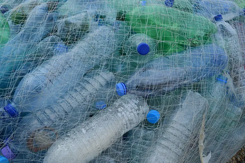 plastic bottles fishing net