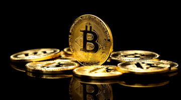 Image of a Bitcoin on a black background