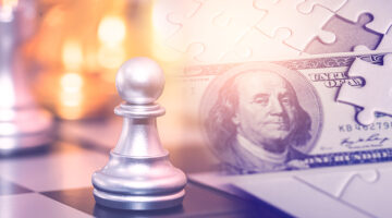 Chess strategy move for financial solution and profit planning concept
