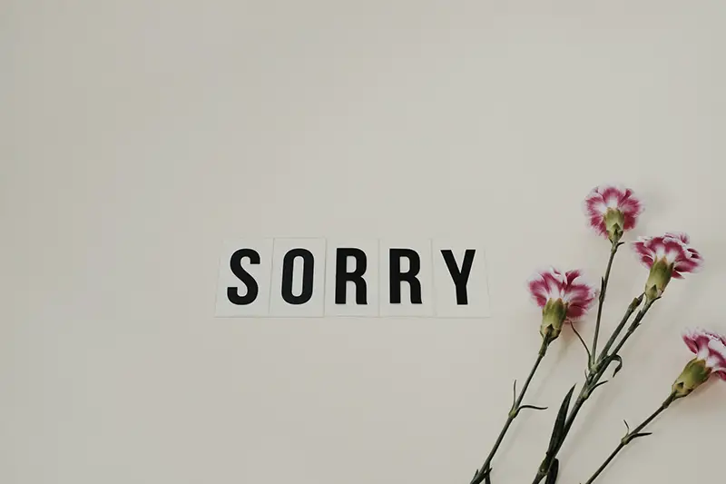 Sorry text near flowers