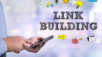Businessman using mobile phone link building concept