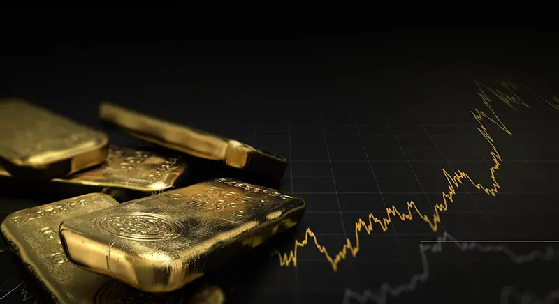 Gold bars with dark background