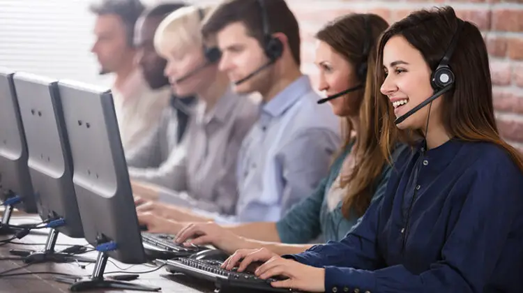 People working in a call center