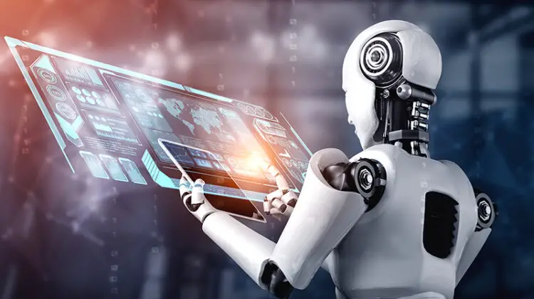 Robot humanoid using tablet computer for big data analytic using AI thinking brain
