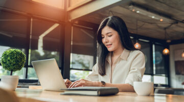 Young woman working on her laptop