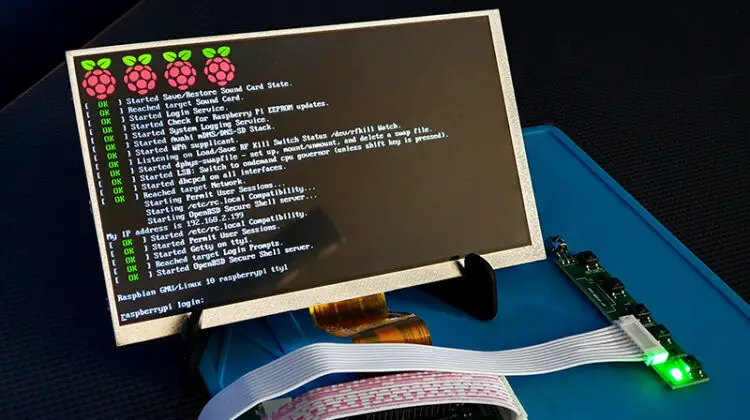 Raspberry Pi system booting on small LCD prototype screen