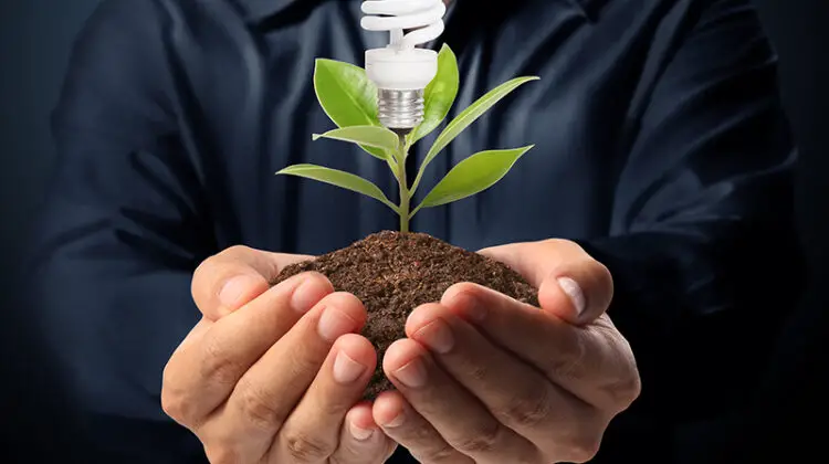 Creative light bulb idea in the hand