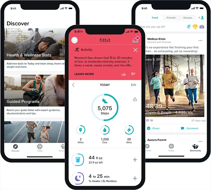 Fibit app on the smartphone screen