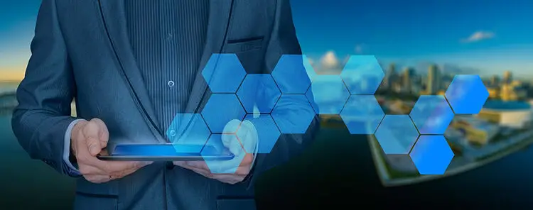 Businessman tablet steering