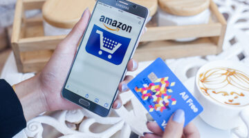 Person using amazon apps on smartphone