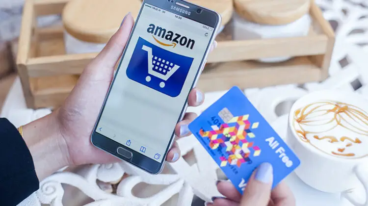 Person using amazon apps on smartphone