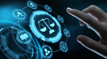 Law concept on virtual screen