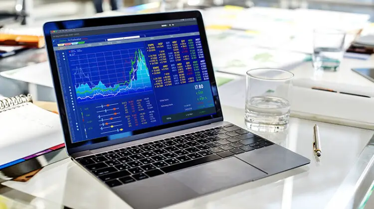 Graphic of investment stock market data analysis business