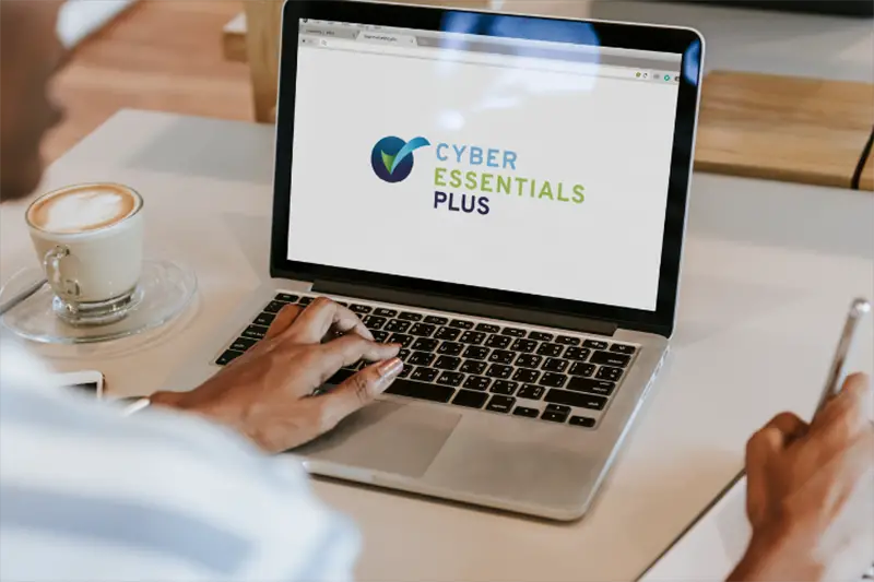  cyber essentials logo on laptop screen