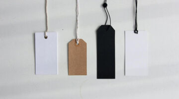 Four paper card tags