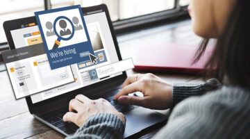 Woman browsing for job search online