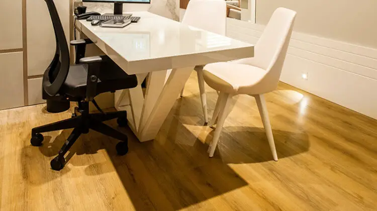 Shiny wooden office flooring