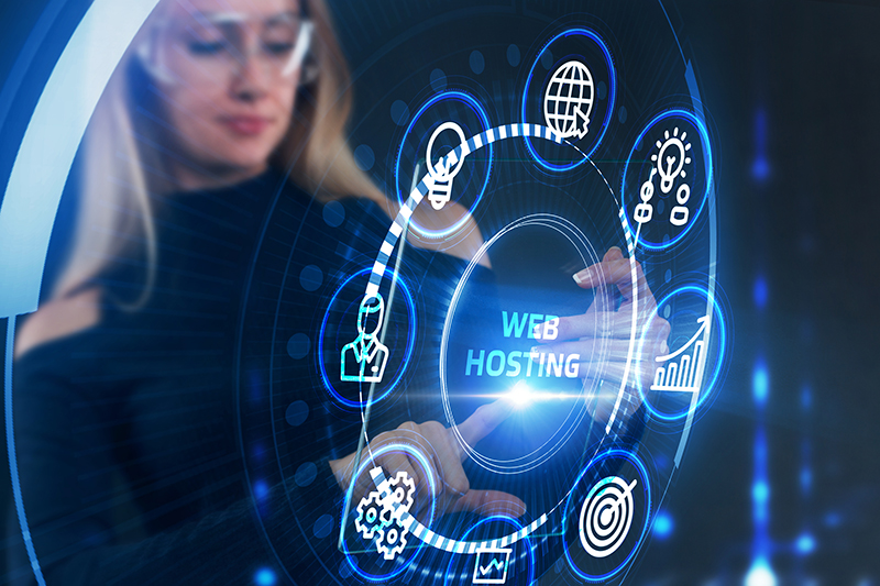 Web hosting concept on digital screen