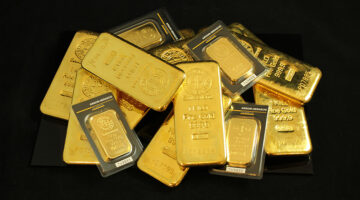 Gold bars in dark background