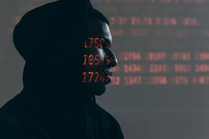 numbers projected on face