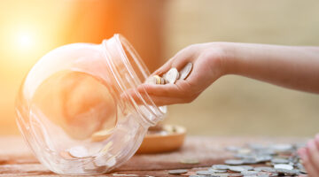 Pile of coin for saving money