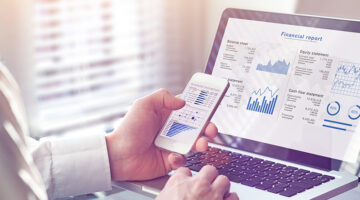 Businessman working on his financial accounts data
