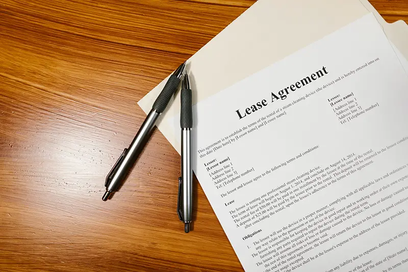 Lease agreement on white printed paper