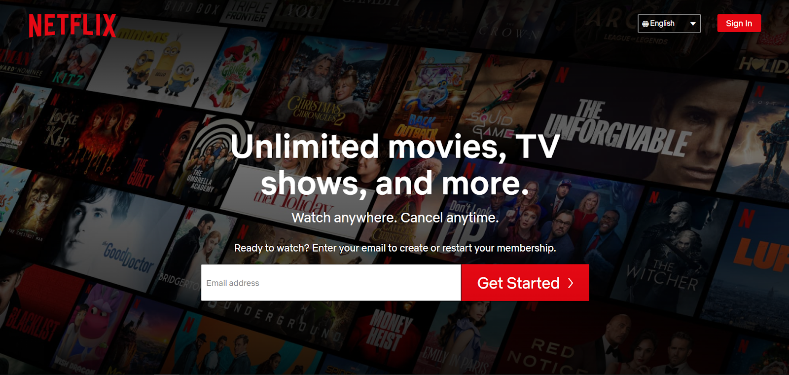 Netflix sign in page