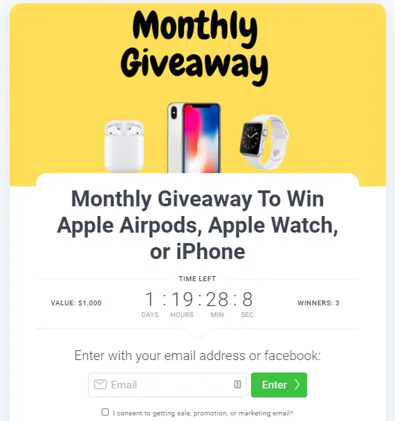Monthy giveaway countdown