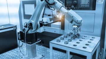 robotic hand machine tool at industrial manufacture factory