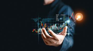 Businessman analyze sales data and graph economic growth