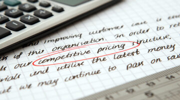 Competitive pricing handwritten text