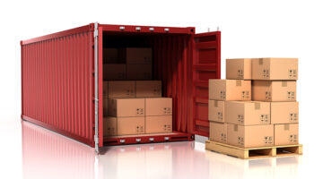 open container with cardboard boxes