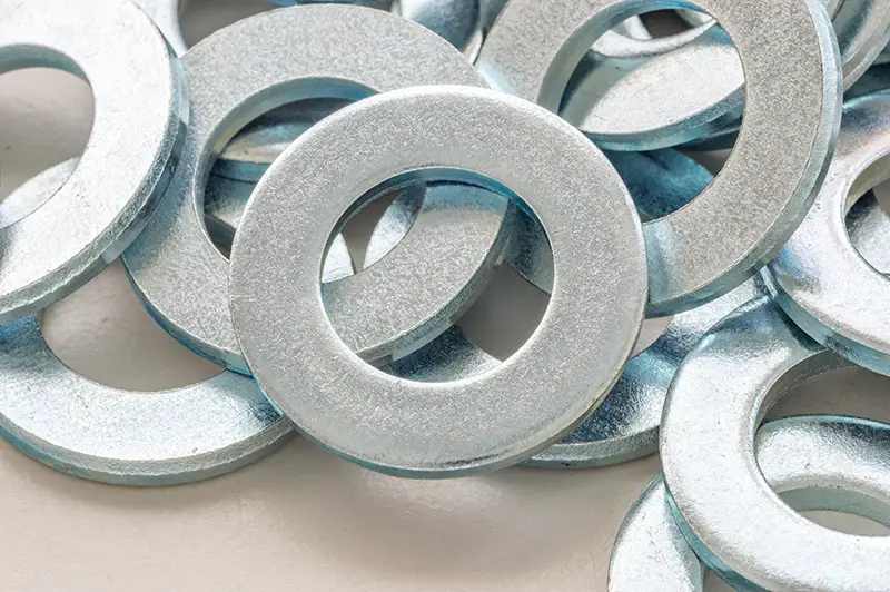 Detail of steel nut, bolt or washers