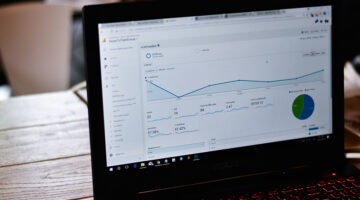 Laptop show display of traffic visitor on website by google analytics