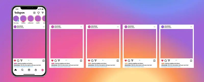 Instagram carousel post mockup with smartphone