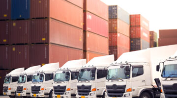 New haulage truck fleet with container depot as in transportation concept